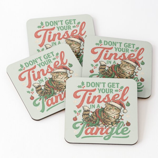 Item preview, Don't Get Your Tinsel in a Tangle - Funny Christmas Cat Pun designed and sold by AwesomeBeyondLimits.
