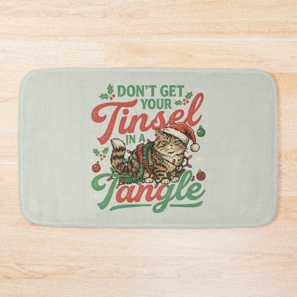 Item preview, Don't Get Your Tinsel in a Tangle - Funny Christmas Cat Pun designed and sold by AwesomeBeyondLimits.
