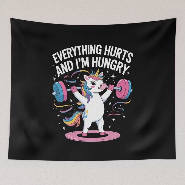 Item preview, Everything Hurts and I'm Hungry Funny Workout Gym Fitness designed and sold by MyzoToyota.
