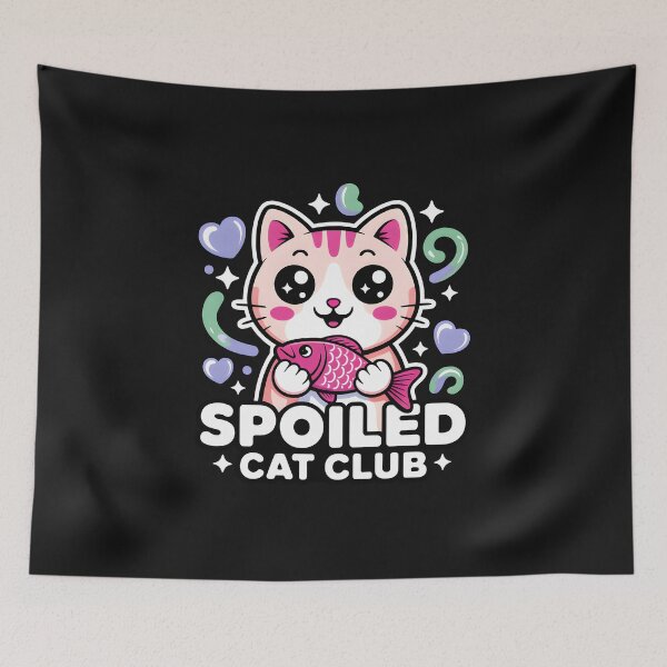 Item preview, Spoiled Cat Club Cute Kawaii Cat With Fish, Chibi Pet Lover & Funny Spoiled Cat  designed and sold by ViktoonShirts.