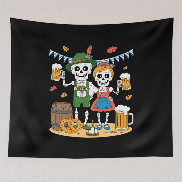 Item preview, Skeleton Couple Oktoberfest Costume - Beer Pretzel Sausage designed and sold by HardcoreTour.