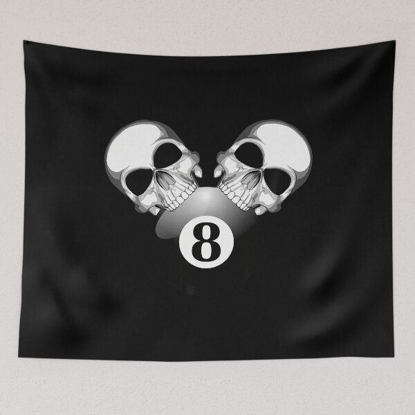 Item preview, Two Pool Skulls Biting A Billiards Eight Ball designed and sold by FlorenceNorma.