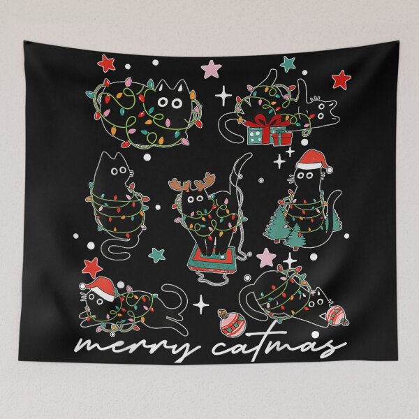 Item preview, Merry Catmas Black Cats Christmas Lights Funny Holiday Pet Design designed and sold by Taniyah Gomes.