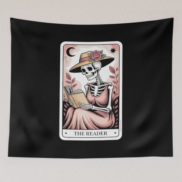 Item preview, Skeleton Reader Tarot Card Skeleton Woman Book Lover designed and sold by ToggleBet.