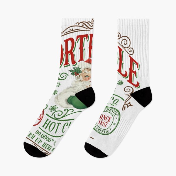 Item preview, Vintage North Pole Hot Chocolate Company Retro Christmas Label Design designed and sold by Taniyah Gomes.