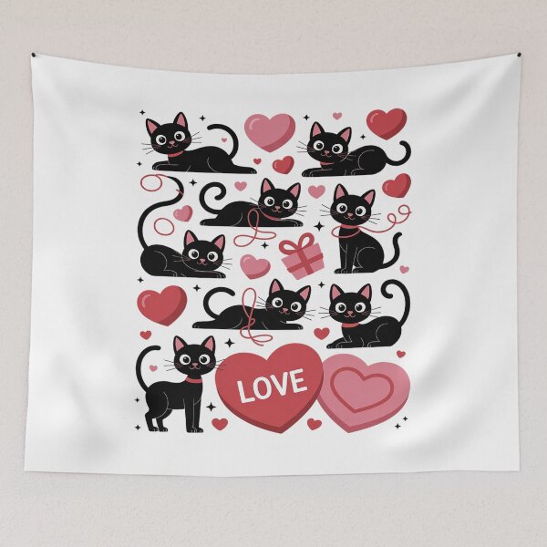 Item preview, Black Cat Playing Heart Valentines Day Cat Lover designed and sold by Moxizz.