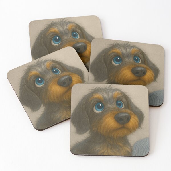 Item preview, Cute Wirehaired Dachshund Puppy – Adorable Big-Eyed Sausage Dog Illustration designed and sold by Darlin8888.