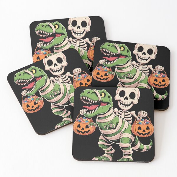 Item preview, Skeleton Riding Mummy Dinosaur T Rex Halloween Funny Pumpkin designed and sold by ToggleBet.