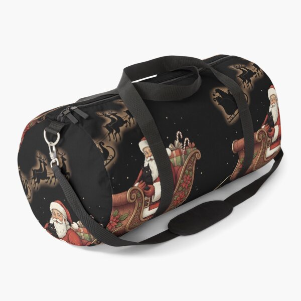 Item preview, Cute Santa Claus and Black Cat in Floral Sleigh designed and sold by cawtoon.