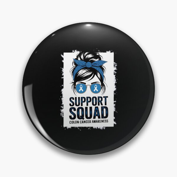 Item preview, Support Squad Messy Bun Blue Ribbon Colon Cancer Awareness designed and sold by procionartss.