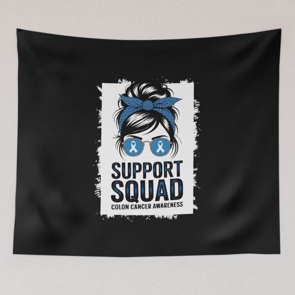 Item preview, Support Squad Messy Bun Blue Ribbon Colon Cancer Awareness designed and sold by procionartss.