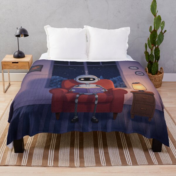 Item preview, Robot Reading at Night – Cozy Rainy Evening Illustration designed and sold by Whimsical Hug.