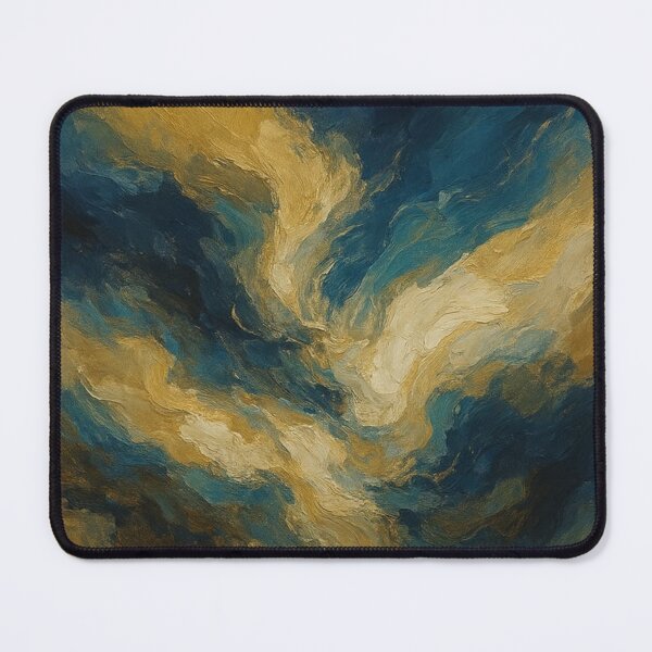 Item preview, Golden Storm Abstract – Deep Blue & Gold Textured Oil Painting designed and sold by Raja265.