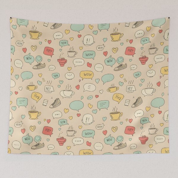 Item preview, Coffee & Chat Doodle Pattern designed and sold by Kaleidoscope Print.
