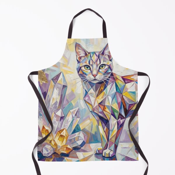 Item preview, Crystal Geometric Cat Art - Purple Gemstone Modern Abstract Feline designed and sold by lemonfishing.