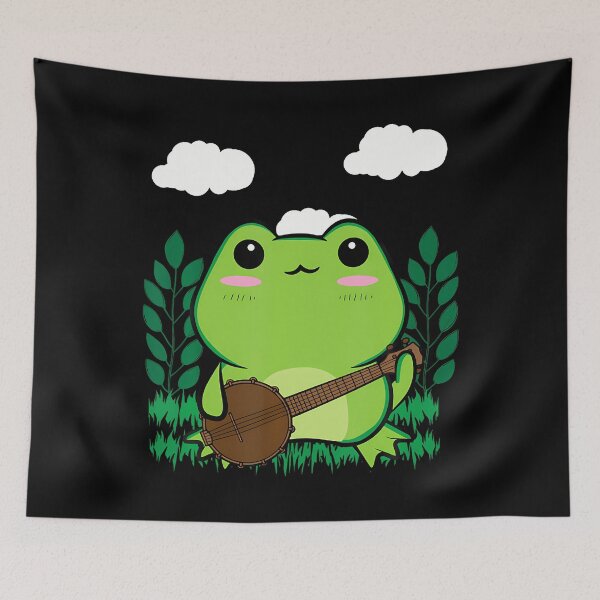 Item preview, Cottagecore Aesthetic Cute Kawaii Frog Playing Banjo Guitar designed and sold by GeorgeneCharlo.