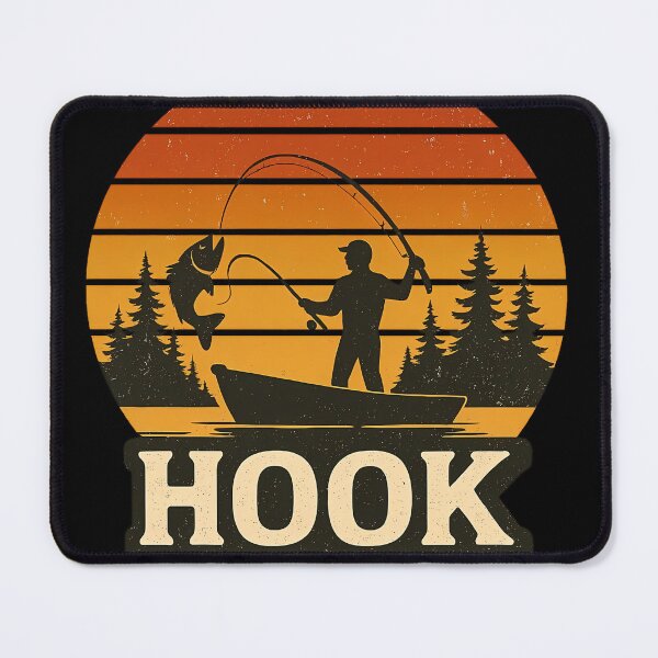 Item preview, HOOK Fishing Retro Sunset Vintage Fisherman Badge designed and sold by oynipshop.