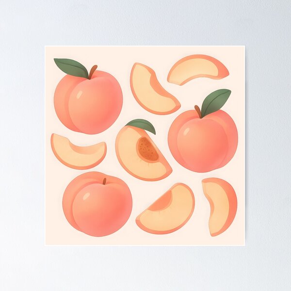 Item preview, Cute Peach Illustration – Minimal Fruit Aesthetic Design designed and sold by NoctaHike.