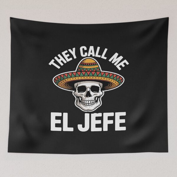 Item preview, They Call Me El Jefe Mexican Chef Skull Sombrero designed and sold by AvagondaMind.