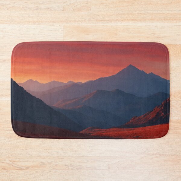 Item preview, Fiery Red Sunset Over Layered Mountain Peaks designed and sold by REPTISLAV.