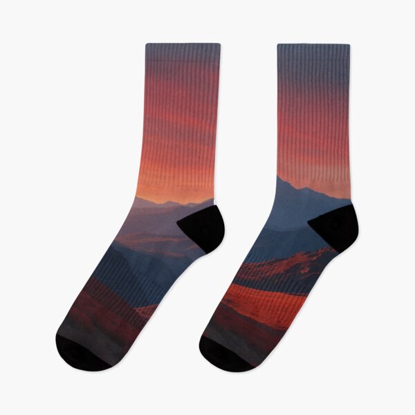 Item preview, Fiery Red Sunset Over Layered Mountain Peaks designed and sold by REPTISLAV.