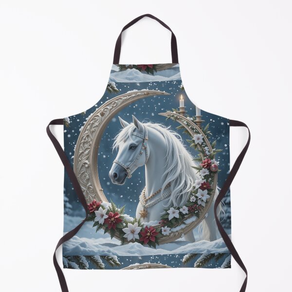 Item preview, Celestial Winter Elegance – Enchanted White Horse & Crescent Moon Magic designed and sold by PixelVibe782.