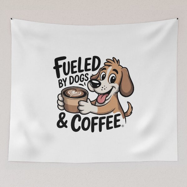 Item preview, Fueled by Dogs and Coffee Latte Art Character Minimalist Art Design designed and sold by TheCalmEdit.