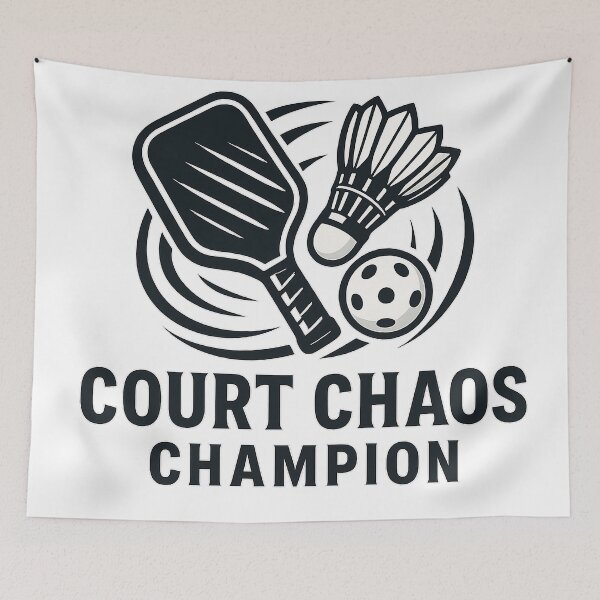 Item preview, Court Chaos Champion – Bold Multi-Sport Energy Badge designed and sold by techy-rrr.