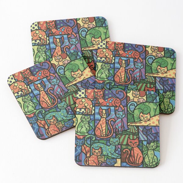Item preview, Colorful Cats Pop Art Pattern designed and sold by KiwiRider.