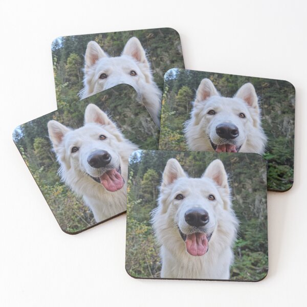 Item preview, White swiss shepherd dog in a forest designed and sold by WSS Dog designs.