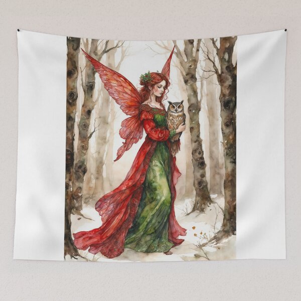 Item preview, Winter Court: Crimson Wing Owl Guardian designed and sold by FaerieFusion.