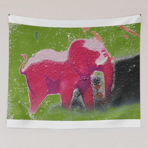 Item preview, Pink Elephant on Green – Don't Think About It / Swiss Artwork Photography designed and sold by Raphael Wolf.