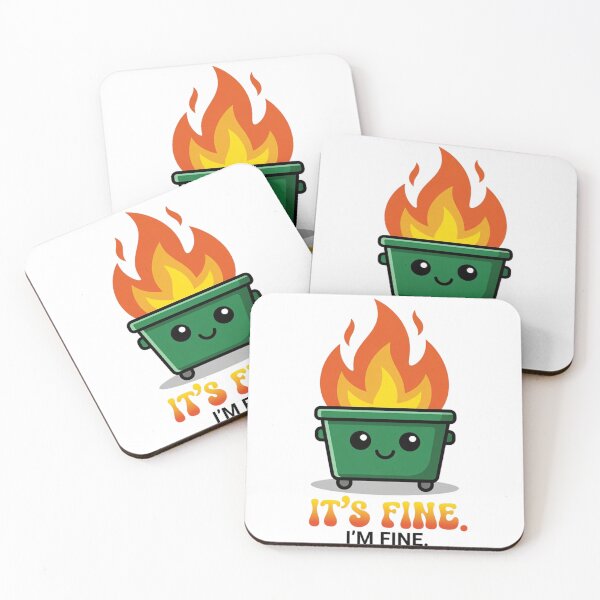 Item preview, It’s Fine I’m Fine - Cute Dumpster Fire Meme Sticker designed and sold by GeniePixel.