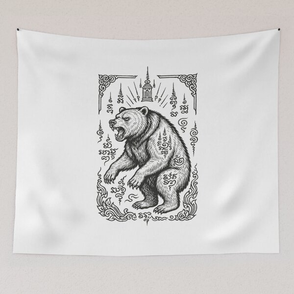 Item preview, Sacred Bear Guardian – Yant Grizzly Protective Tattoo Art designed and sold by Sksticker991.
