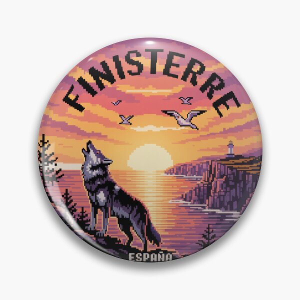 Item preview, Howling Iberian Wolf at Finisterre Sunset – Pixel Art Travel Sticker designed and sold by CircinusStore.