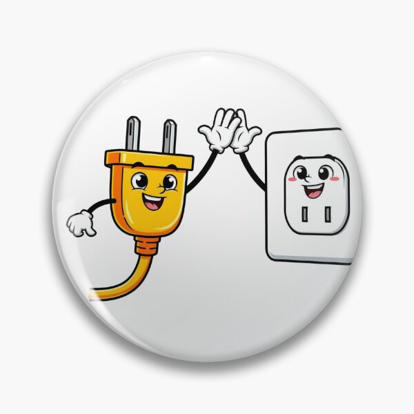 Item preview, Electricity Is Shockingly Fun — Cute Plug & Outlet Cartoon designed and sold by HappySproutArt.