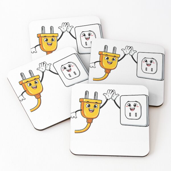 Item preview, Electricity Is Shockingly Fun — Cute Plug & Outlet Cartoon designed and sold by HappySproutArt.