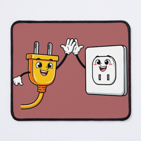 Item preview, Electricity Is Shockingly Fun — Cute Plug & Outlet Cartoon designed and sold by HappySproutArt.