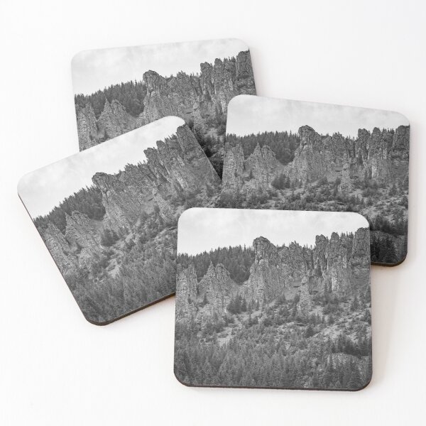 Item preview, Black and White Rocky Peaks Above Forest – Tatra Mountains Landscape designed and sold by alicjamiekina.