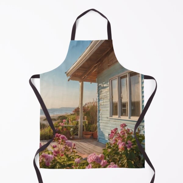 Item preview, Pastel Light Blue Bungalow on Sandy Floral Shore designed and sold by BlareBlare.