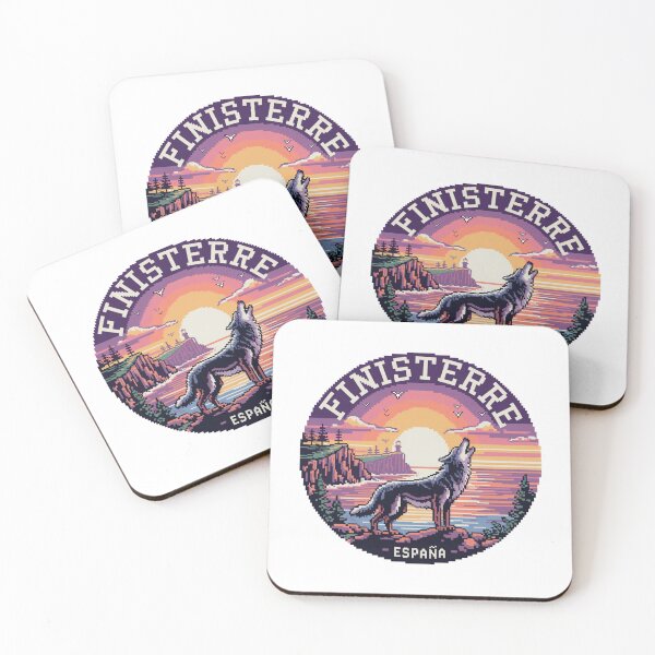 Item preview, Finisterre Spain - Howling Iberian Wolf at Sunset in Pixel Art designed and sold by CircinusStore.