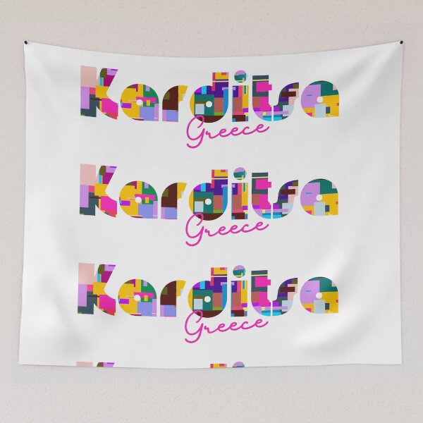Item preview, Karditsa, Greece, Vibrant Abstract City Typography Art designed and sold by Wanderful-roads.