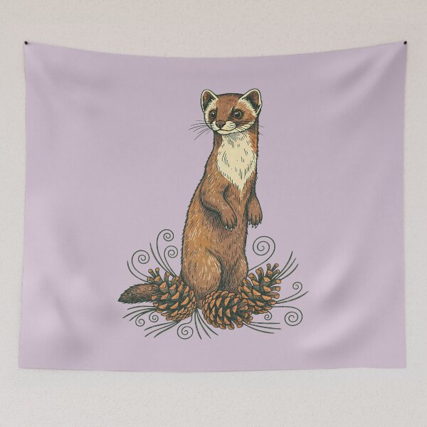 Item preview, Pine Marten Standing Among Forest Cones designed and sold by BirdsnStuff.