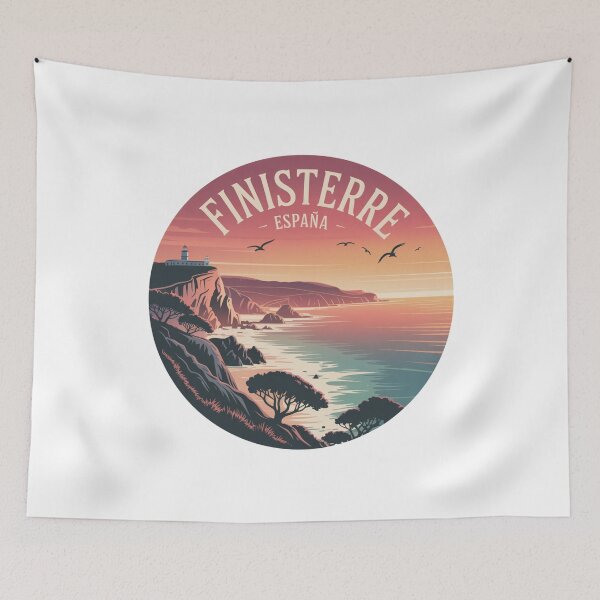 Item preview, Finisterre Spain - Coastal Sunset Travel Poster Illustration designed and sold by CircinusStore.