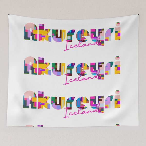 Item preview, Akureyri, Iceland, Vibrant Abstract City Typography Art designed and sold by Wanderful-roads.