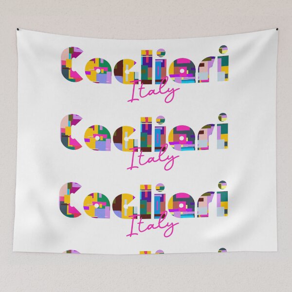 Item preview, Cagliari, Italy, Vibrant Abstract City Typography Art designed and sold by Wanderful-roads.