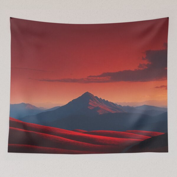 Item preview, Intense Red Sky Over Shadowed Mountain Peak designed and sold by REPTISLAV.
