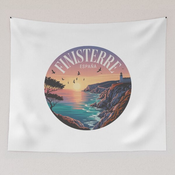 Item preview, Finisterre Spain - Sunset Lighthouse Travel Illustration designed and sold by CircinusStore.