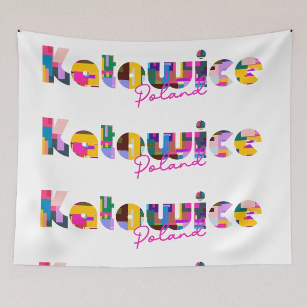 Item preview, Katowice, Poland, Vibrant Abstract City Typography Art designed and sold by Wanderful-roads.