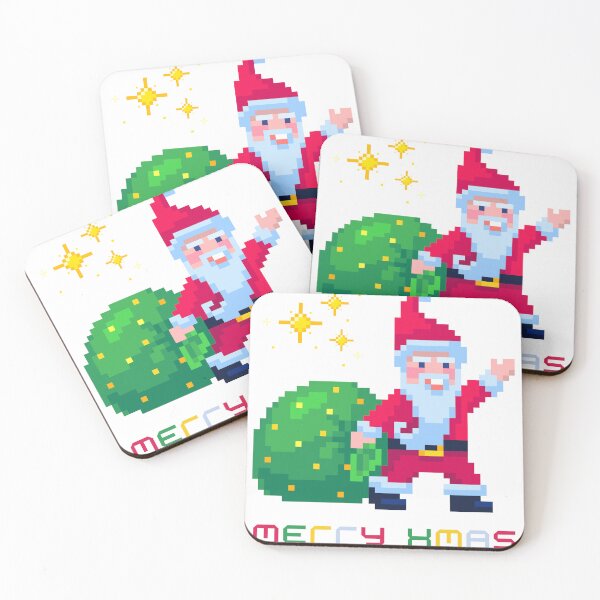 Item preview, Pixel Santa Carrying a Gift Bag – Christmas Illustration designed and sold by iamKRUK.